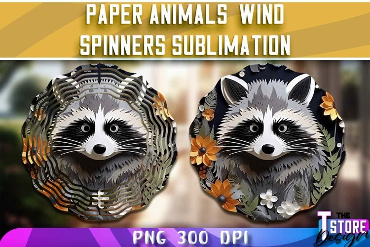 Paper Raccoon Wind Spinners Sublimation | PNG Design