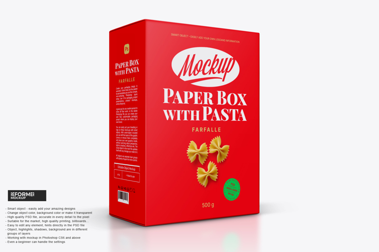 Paper Box with Pasta Mockup