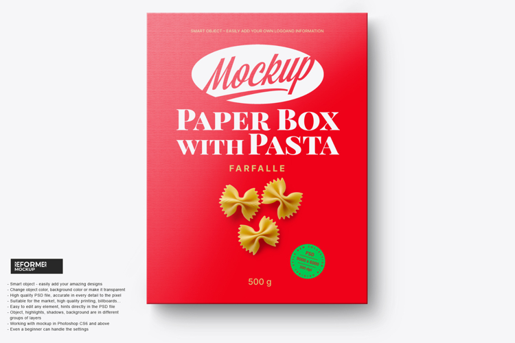 Paper Box with Pasta Mockup