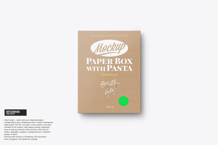 Kraft Box with Pasta Mockup