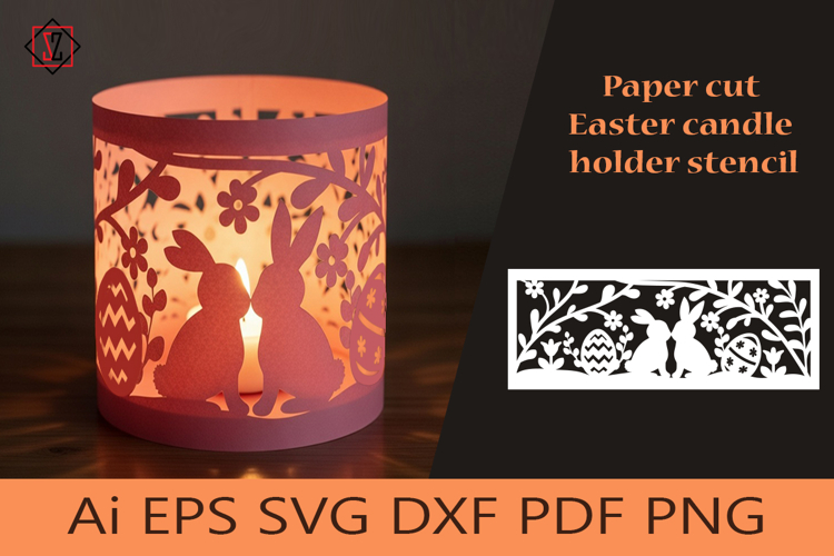 Easter Candle Holder Stencil | Paper cutting