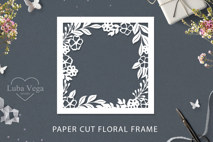 Paper cut flower frame / Flower Frame Paper Template