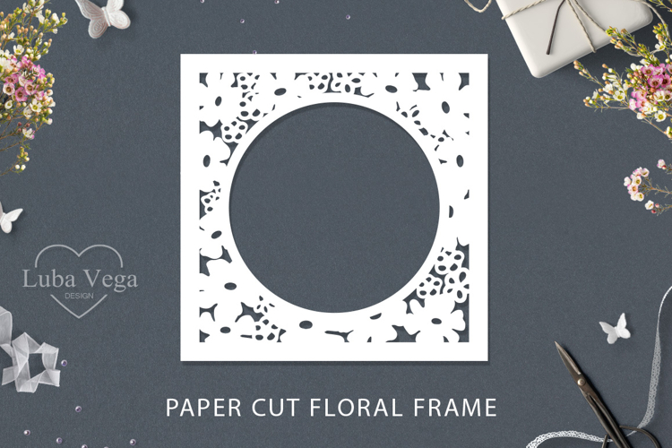 Paper cut Floral Frame / Cricut Square Frame SVG