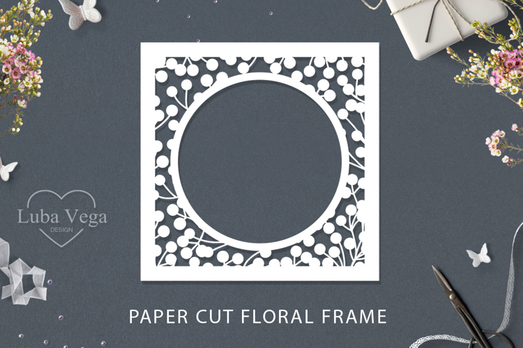 Paper cut Floral Frame / Cricut Square Frame SVG