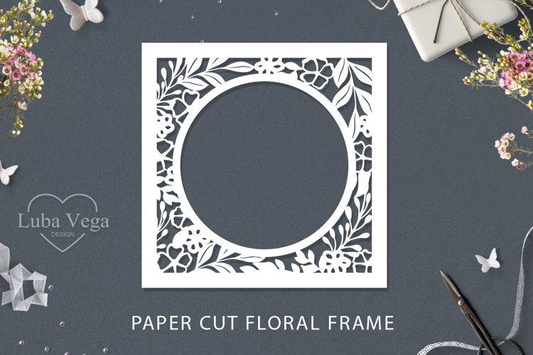 Paper cut Floral Frame / Cricut Square Frame SVG