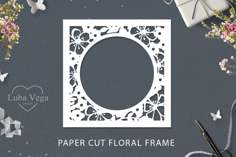 Paper cut Floral Frame / Cricut Square Frame SVG