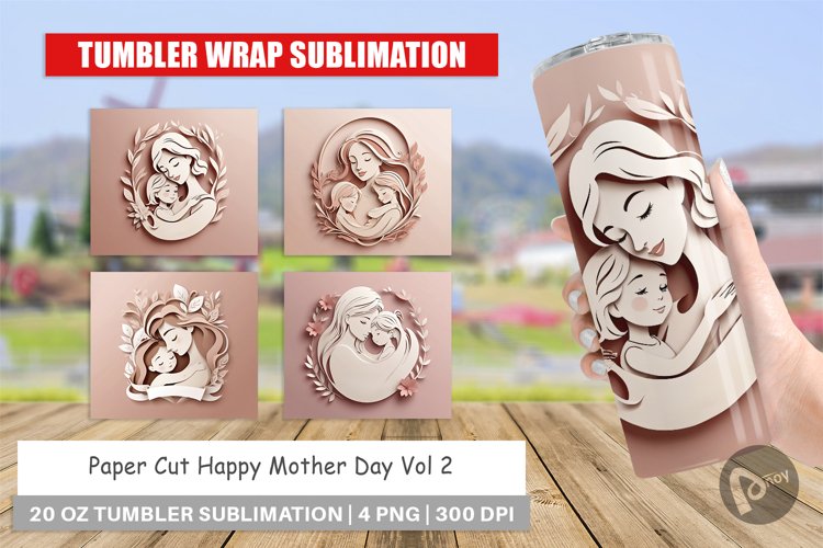 Tumbler Wrap Paper Cut Mother's Day