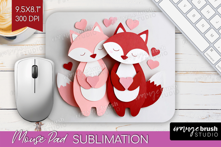 Valentine Papercut Mouse Pad Sublimation - Couple Animals