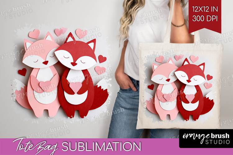 Valentine Papercut Tote Bag - Couple Animals Tote Bag PNG
