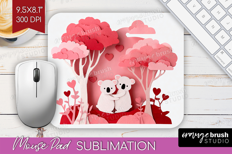 Valentine Papercut Mouse Pad Sublimation - Couple Animals