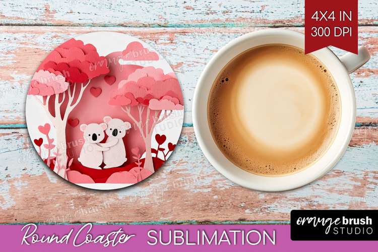 Valentine Papercut Round Coaster - Couple Animals Coaster