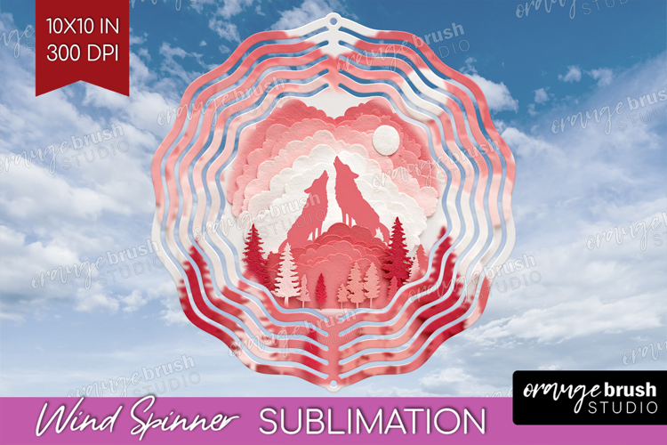 Valentine Papercut Wind Spinner Sublimation PNG - Couple