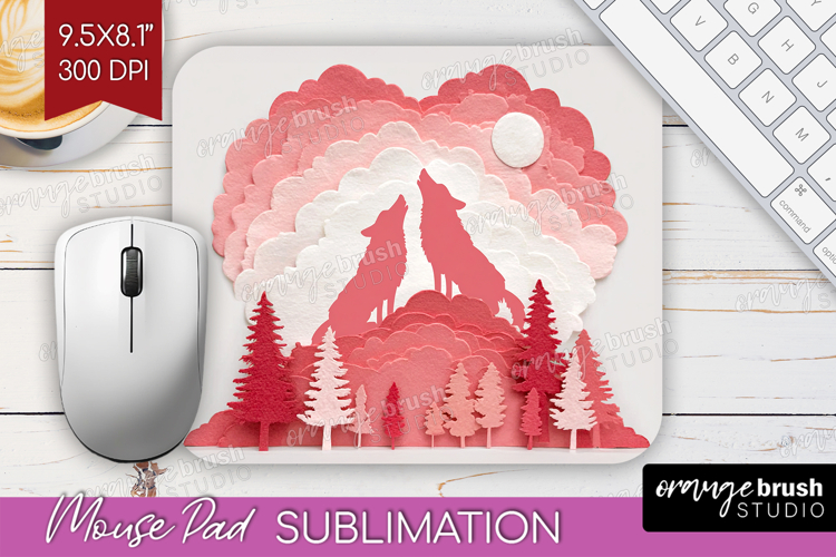 Valentine Papercut Mouse Pad Sublimation - Couple Animals