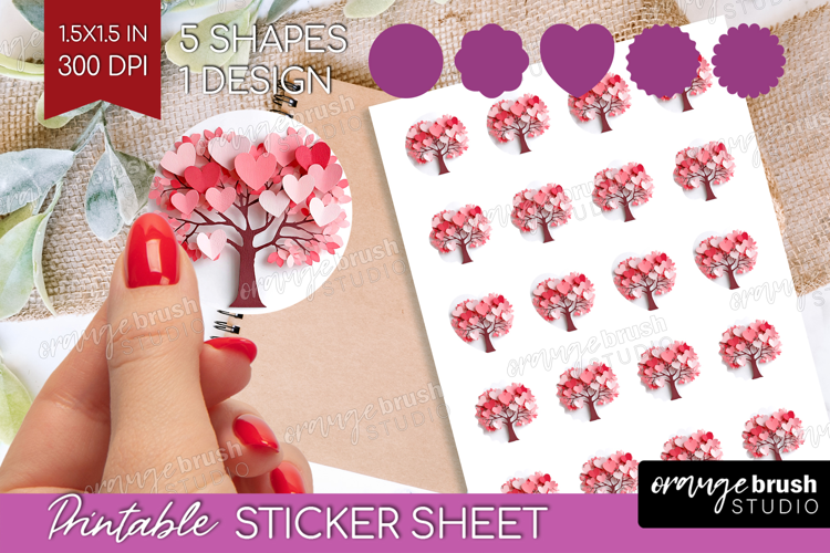 Valentine Papercut Round Sticker - Couple Animals Printable