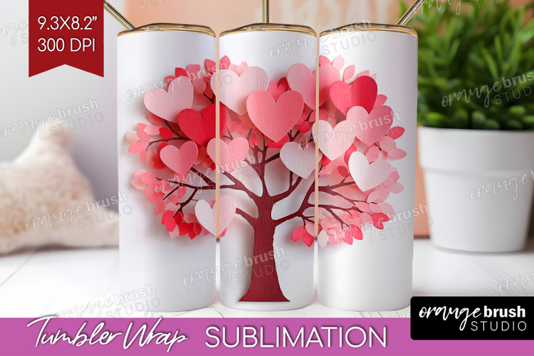 Valentine Papercut Tumbler Wrap - Couple Animals Tumbler PNG