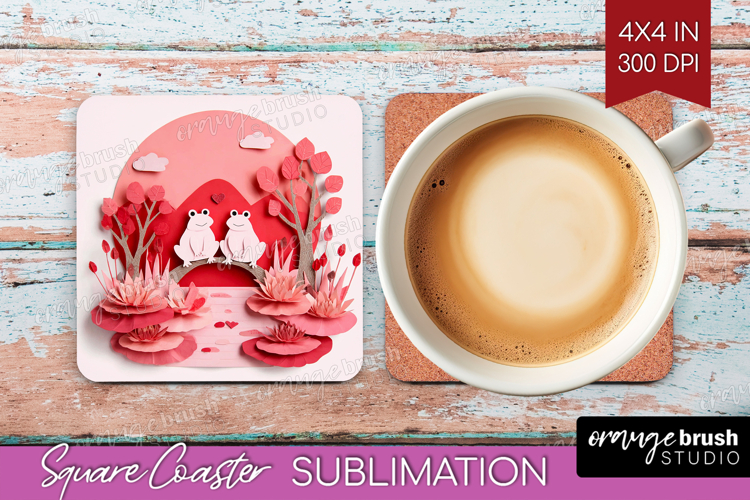 Valentine Papercut Square Coaster - Couple Animals Coaster