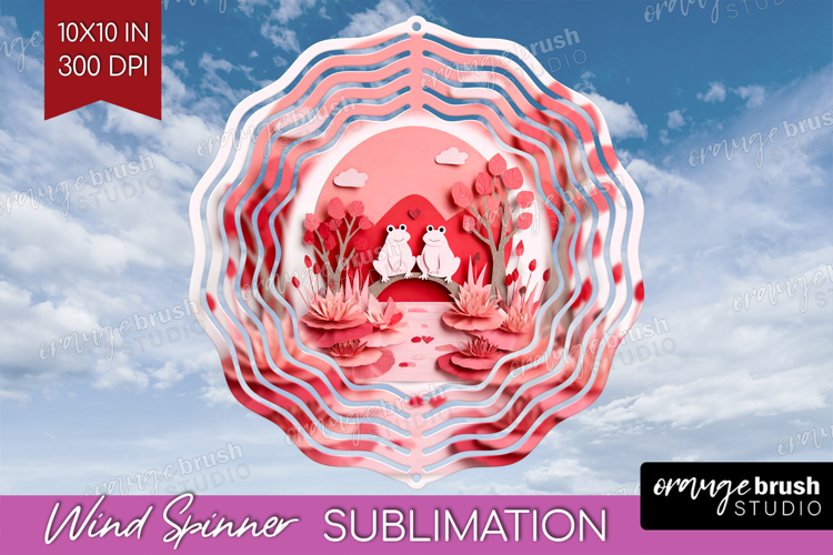 Valentine Papercut Wind Spinner Sublimation PNG - Couple