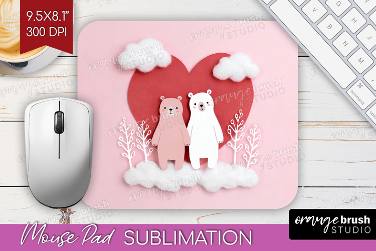 Valentine Papercut Mouse Pad Sublimation - Couple Animals