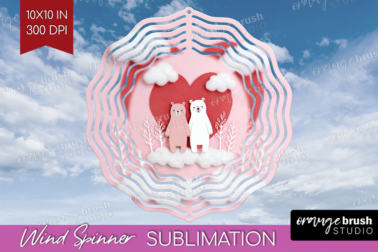 Valentine Papercut Wind Spinner Sublimation PNG - Couple
