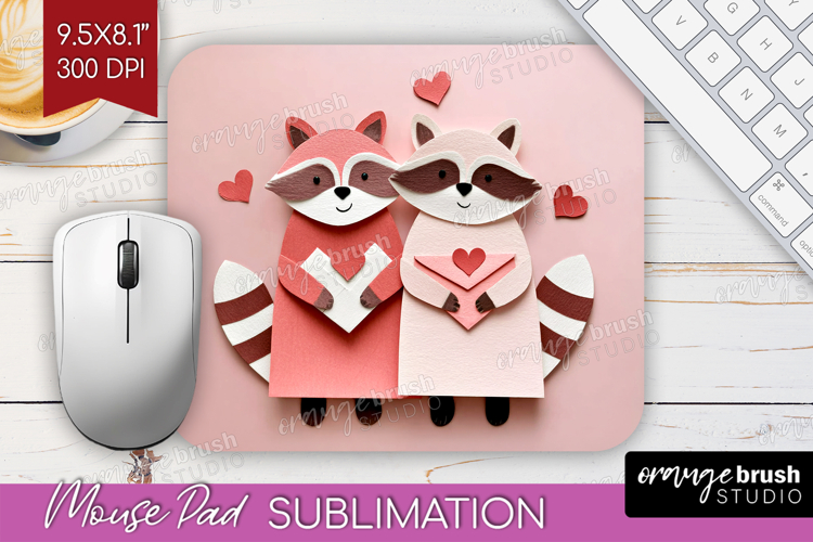 Valentine Papercut Mouse Pad Sublimation - Couple Animals