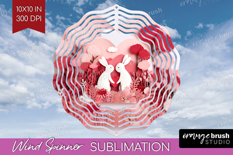 Valentine Papercut Wind Spinner Sublimation PNG - Couple