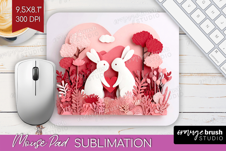 Valentine Papercut Mouse Pad Sublimation - Couple Animals