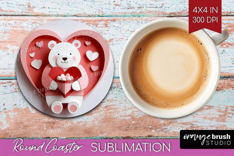 Valentine Papercut Round Coaster - Couple Animals Coaster