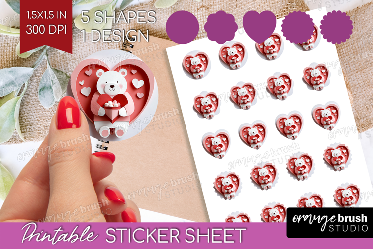 Valentine Papercut Round Sticker - Couple Animals Printable