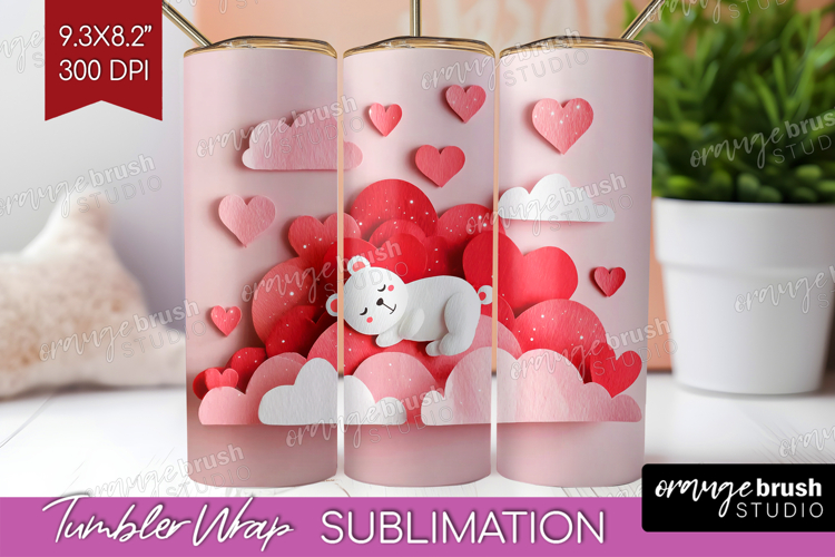Valentine Papercut Tumbler Wrap - Couple Animals Tumbler PNG