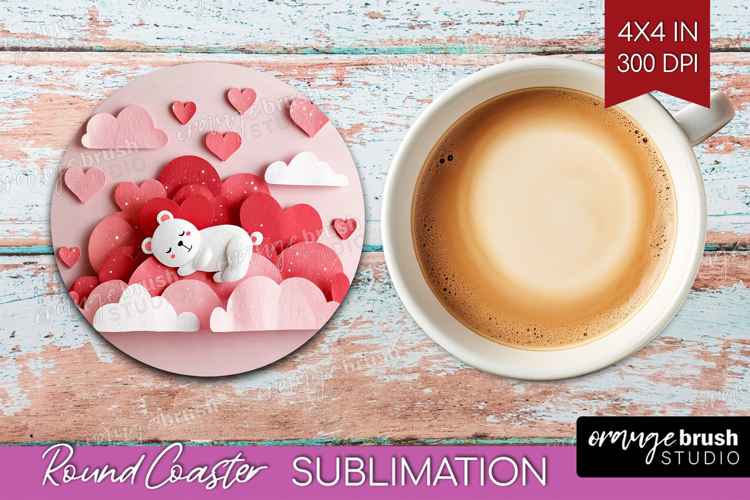 Valentine Papercut Round Coaster - Couple Animals Coaster