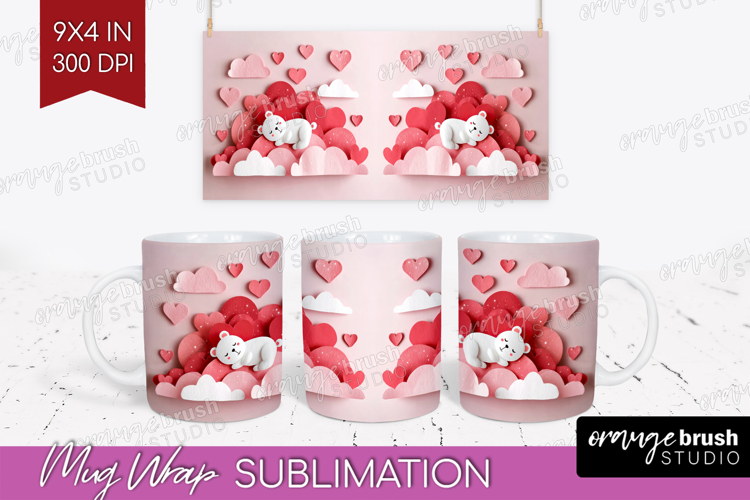 Valentine Papercut Mug Wrap - Couple Animals Mug PNG