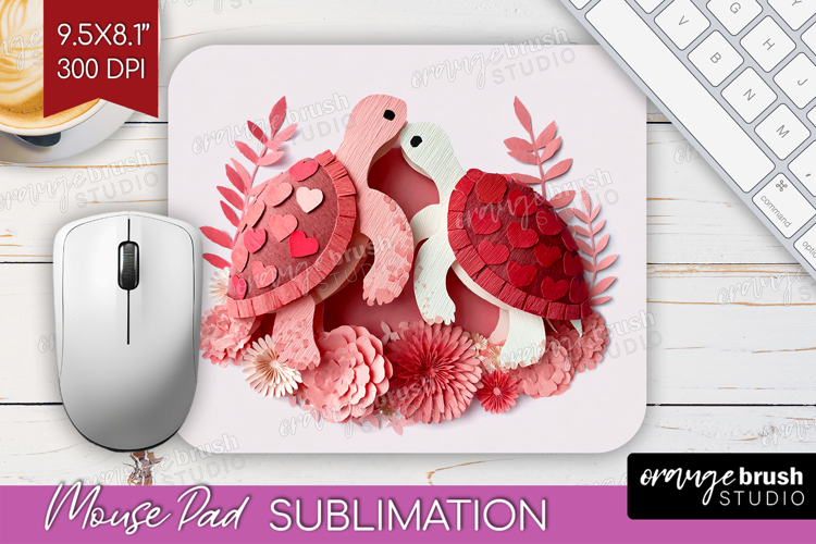 Valentine Papercut Mouse Pad Sublimation - Couple Animals