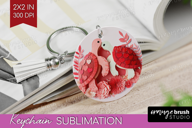 Valentine Papercut Keychain PNG - Couple Animals Keychain