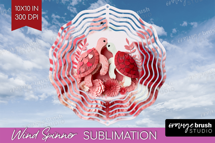 Valentine Papercut Wind Spinner Sublimation PNG - Couple