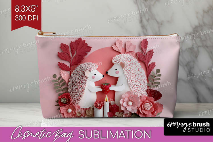 Valentine Papercut Cosmetic Bag - Couple Animals Makeup Bag