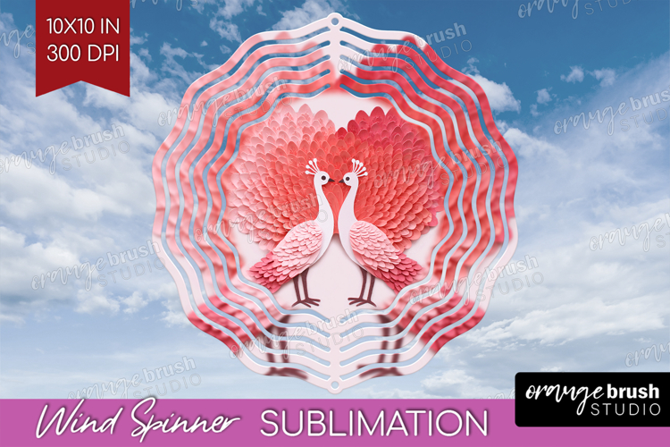 Valentine Papercut Wind Spinner Sublimation PNG - Couple