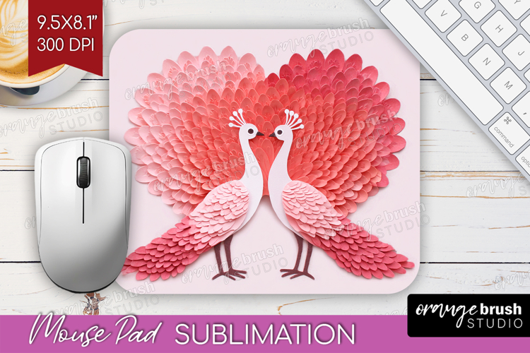Valentine Papercut Mouse Pad Sublimation - Couple Animals