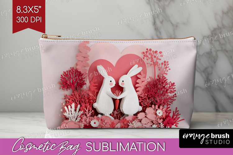 Valentine Papercut Cosmetic Bag - Couple Animals Makeup Bag