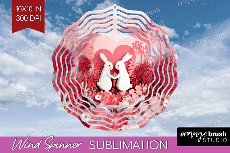 Valentine Papercut Wind Spinner Sublimation PNG - Couple