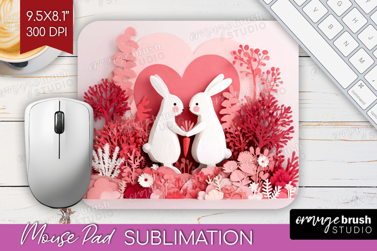 Valentine Papercut Mouse Pad Sublimation - Couple Animals