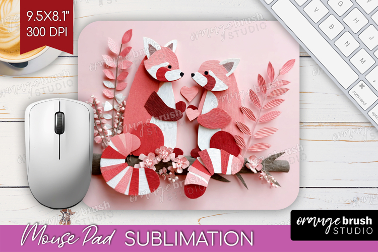 Valentine Papercut Mouse Pad Sublimation - Couple Animals