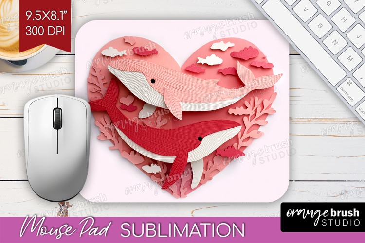 Valentine Papercut Mouse Pad Sublimation - Couple Animals