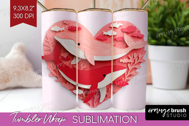 Valentine Papercut Tumbler Wrap - Couple Animals Tumbler PNG
