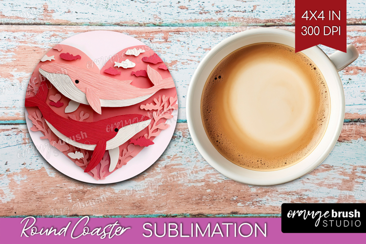 Valentine Papercut Round Coaster - Couple Animals Coaster