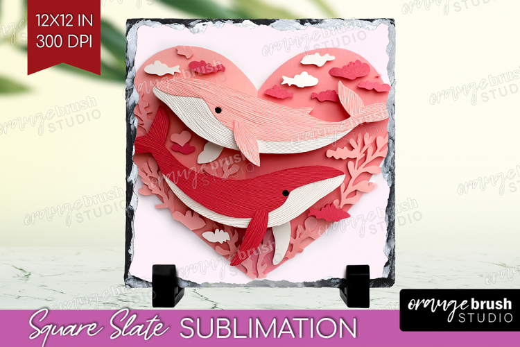 Valentine Papercut Slate PNG - Couple Animals Square Slate