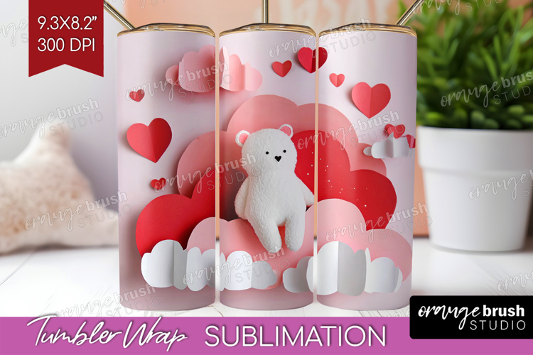 Valentine Papercut Tumbler Wrap - Couple Animals Tumbler PNG
