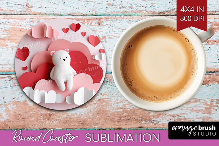 Valentine Papercut Round Coaster - Couple Animals Coaster