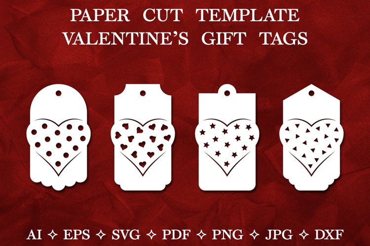 Paper Cut Valentine Tags SVG. Valentine Gift Tag with Heart