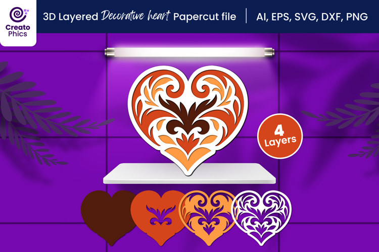 paper cutting-3d layered svg-heart papercut-heart svg-decorative svg-love svg-romantic-heart