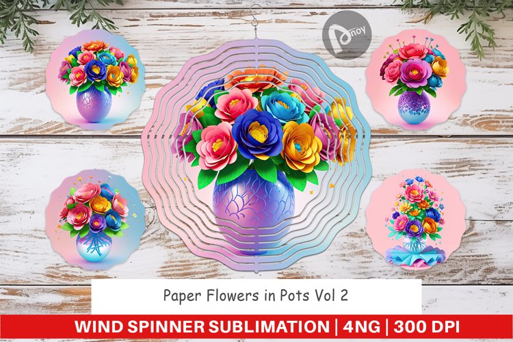 Wind Spinner Paper Flowers in Pots